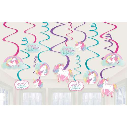 Enchanted Unicorn Hanging Swirl Decorations